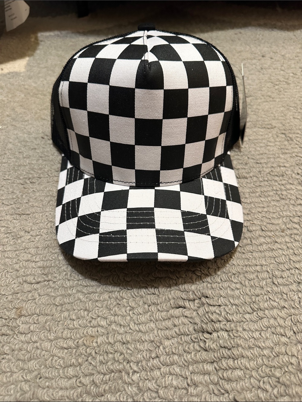 CC Black & White Checkerboard Trucker Hat